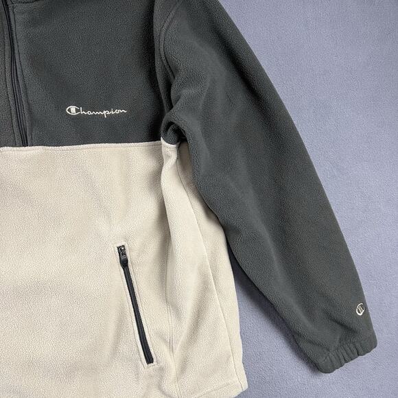 Champion Sweater Mens Medium Beige 1/4 Zip Fleece Athletic Casual Outdoor - Picture 5 of 8